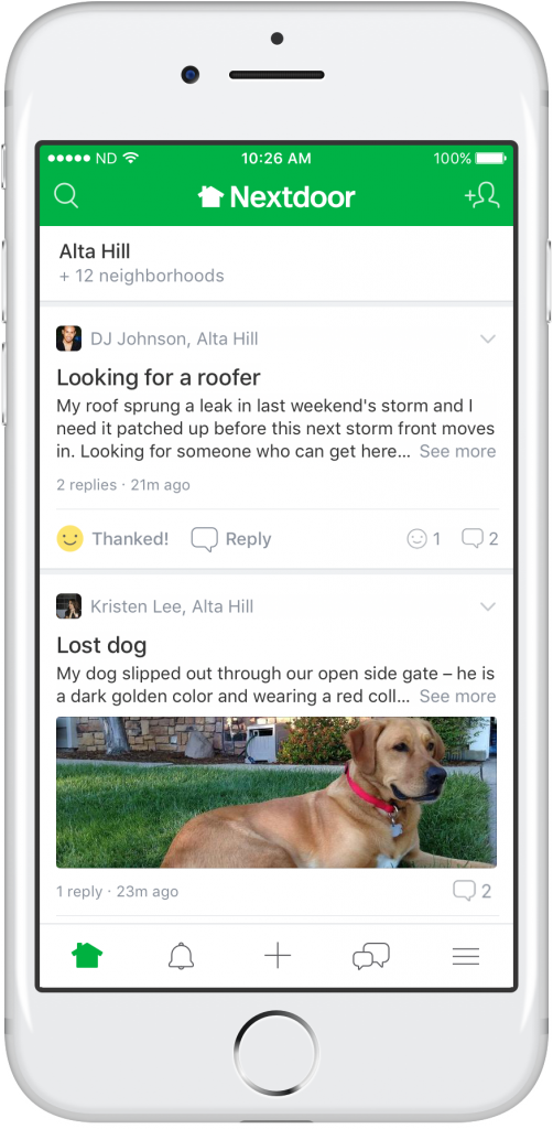Nextdoor app for moving leads